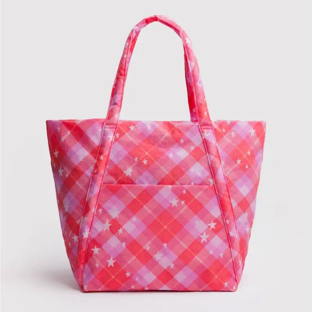 Baggu Cloud Bag in Pink Star Plaid NWT
